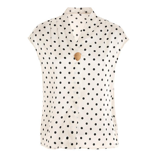 乔万尼新款真丝衬衫V领优雅大气波点衬衣EI2C831 商品图4