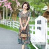 HY-6995新款夏装台湾纱连衣裙子洋气四五十岁中老年女气质长裙 商品缩略图1