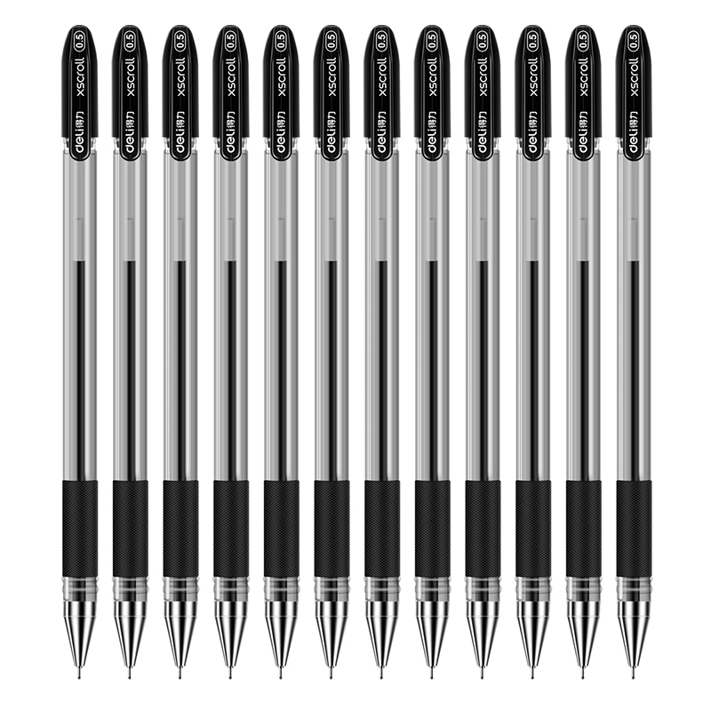 得力S55中性笔0.5mm半针管(黑)