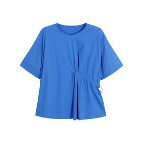 不对称下摆抽褶上衣