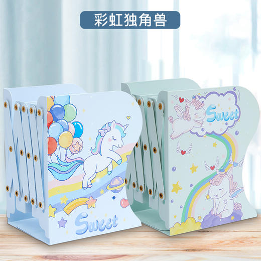猫太子异形可伸缩书立架桌上金属书架学生收纳书挡板折叠创意简约桌面铁艺书架书夹固定书本书立分隔神器 商品图4