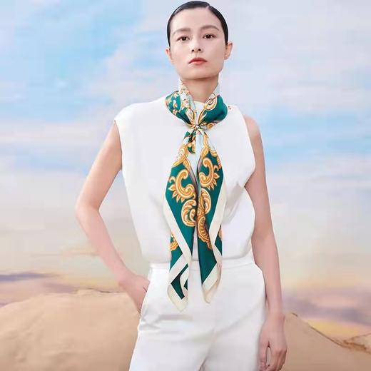 真丝双面印花大方巾 琉璃 商品图0