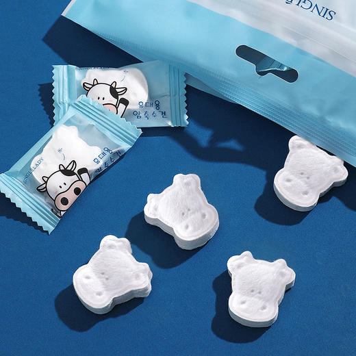 【卡通小奶牛压缩毛巾】一次性洗脸巾洁面女学生旅行便携纯棉居家日用布艺 商品图4