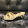 lfgj jeans BK204 夏季新款细跟中跟拖鞋韩版百搭高跟女鞋金属链方头凉拖 商品缩略图1