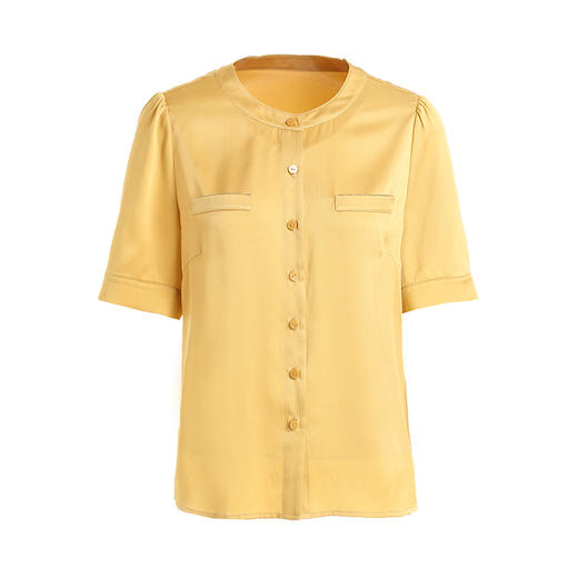 乔万尼真丝缎面质感衬衫纯色简约高端短袖衬衣EI2C761 商品图4