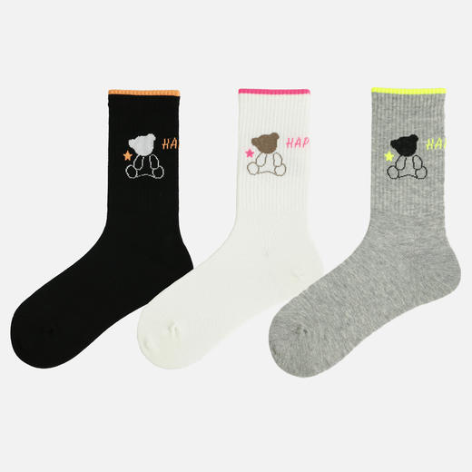 【39元6双】女丨时尚中长筒袜子女可爱小熊长袜INS潮韩版学院风百搭春夏薄袜【2112203】 商品图0