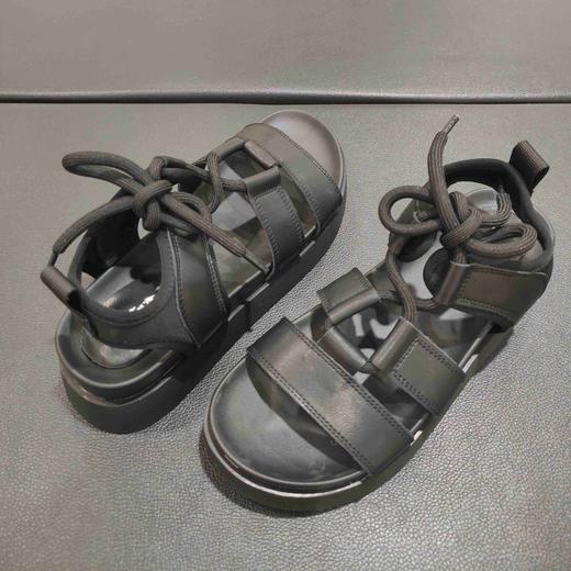 lfgj jeans br404 夏季黑色凉鞋女罗马复古露趾时尚凉拖鞋真皮 商品图11