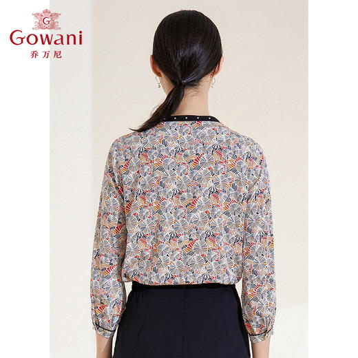 乔万尼夏季新款真丝衬衫清新减龄系带衬衣EI2C733 商品图3