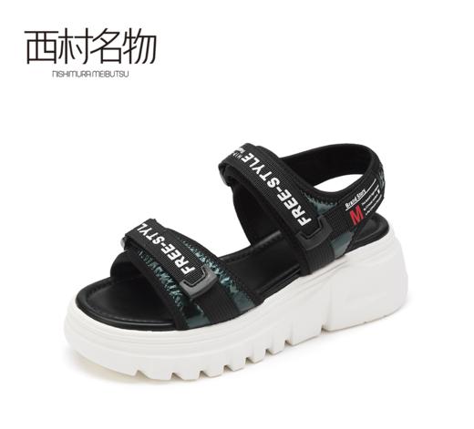 西村名物2021夏新款厚底百搭松糕女凉鞋T21BG23721 商品图1