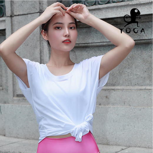 【现货秒发】壁虎瑜伽罩衫（涤纶-21SY002）宽松运动T恤（无胸垫） 商品图9