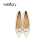 westory女鞋2021夏季新款真皮浅口尖头高跟鞋细跟透气W21AH53581 商品缩略图3