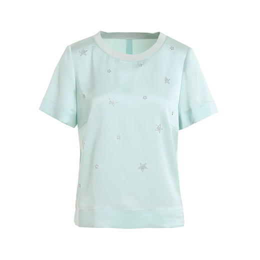 【三醋酸】乔万尼新款三醋酸缎面衬衫短袖衬衣休闲上衣EI2C756 商品图4