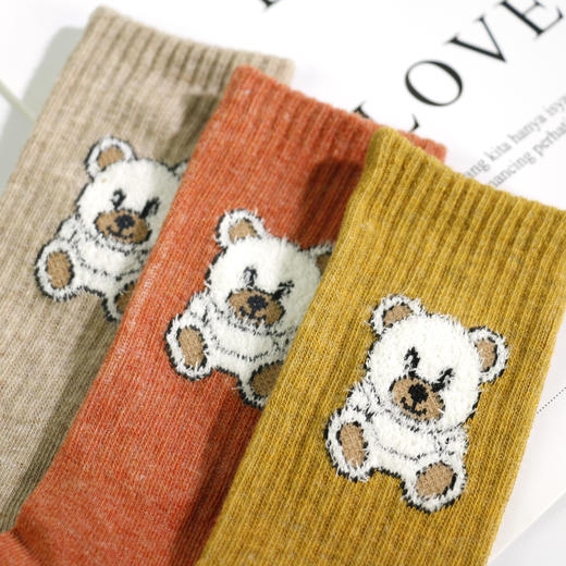 【19元6双】【5-7岁】小熊袜子卡通中筒袜女潮流街头百搭简约春夏薄袜【2113205】 商品图3