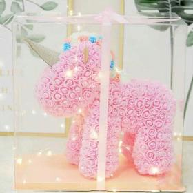 《独角兽》PE仿真花独角兽粉色带灯款