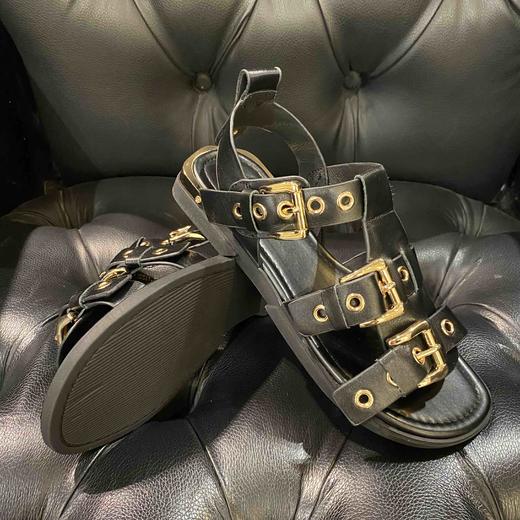 lfgj jeans BM003 夏季最新款真皮潮网红港风扣带凉鞋 商品图10