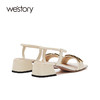 westory女鞋2021夏季新款漆皮水钻粗跟一字带凉鞋外穿S21BG60921 商品缩略图2