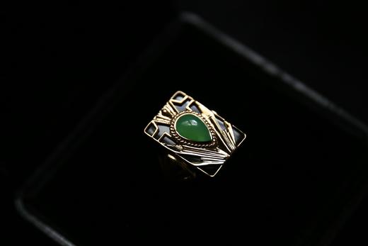 Boque d+ 宝趣定制原创设计ArtDeco风格18K金翡翠耳钉改造定制戒指 商品图1