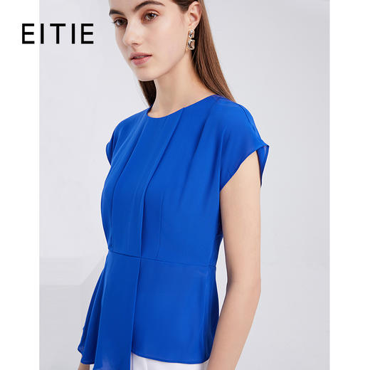 EITIE爱特爱夏季新款气质通勤百搭显瘦收腰拼接小上衣女6213917 商品图0