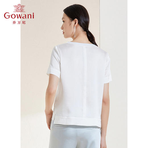 【三醋酸】乔万尼新款三醋酸缎面衬衫短袖衬衣休闲上衣EI2C756 商品图3