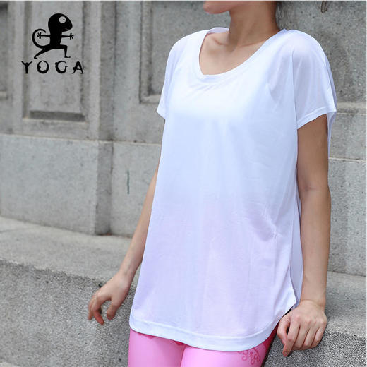 【现货秒发】壁虎瑜伽罩衫（涤纶-21SY002）宽松运动T恤（无胸垫） 商品图5