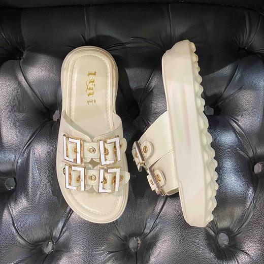 lfgj jeans BM004 厚底拖鞋夏季新款增高懒人外穿脚胖脚宽一字拖松糕防滑凉拖鞋 商品图5