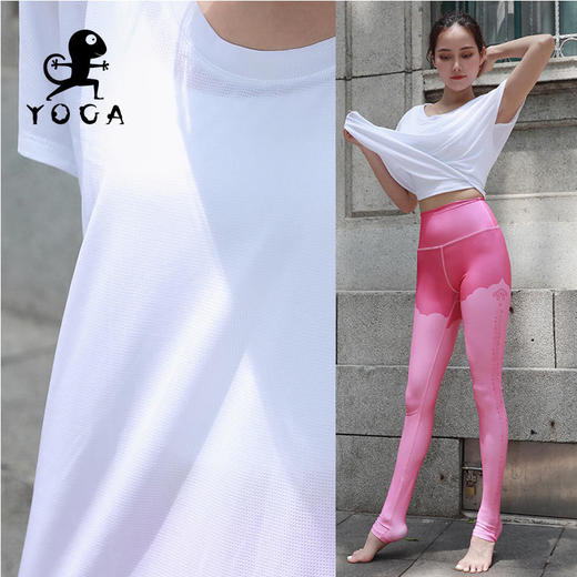 【现货秒发】壁虎瑜伽罩衫（涤纶-21SY002）宽松运动T恤（无胸垫） 商品图8