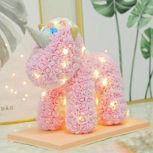 《独角兽》PE仿真花独角兽粉色带灯款 商品图1