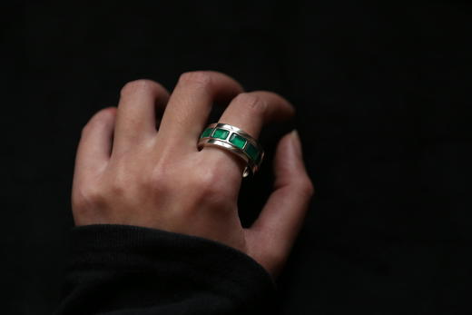 Boque d+ 宝趣定制原创设计925银绿玛瑙转运轮戒指《克里斯蒂安》 商品图0