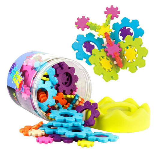 Sowow索沃水晶雪花片拼拼乐儿童拼插多种形状积木大颗粒桶装玩具 商品图2