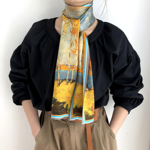 100%桑蚕丝 油画系列 真丝SILK 长丝巾#PA2173 商品图2