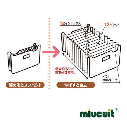 日本进口sedia-Finn 横版12档学生收纳风琴文件夹 商品图3