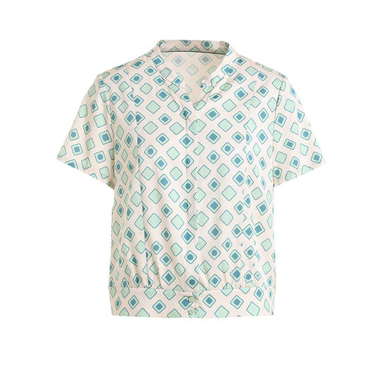 乔万尼夏季新款真丝衬衫V领设计短款衬衣EI2C809 商品图4