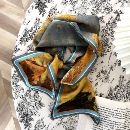 100%桑蚕丝 油画系列 真丝SILK 长丝巾#PA2173 商品图5