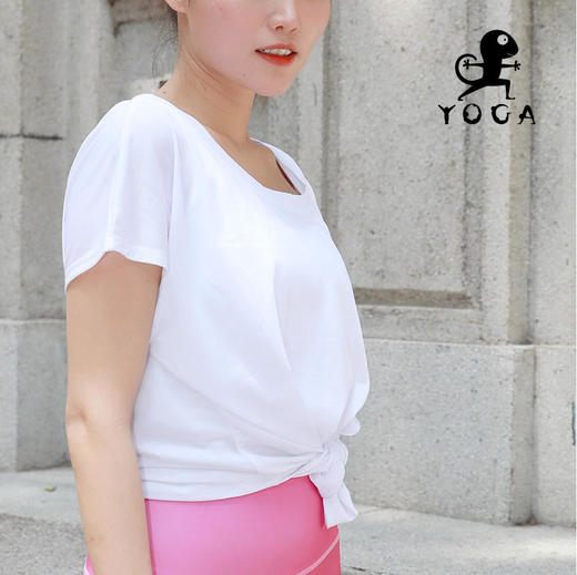 【现货秒发】壁虎瑜伽罩衫（涤纶-21SY002）宽松运动T恤（无胸垫） 商品图3
