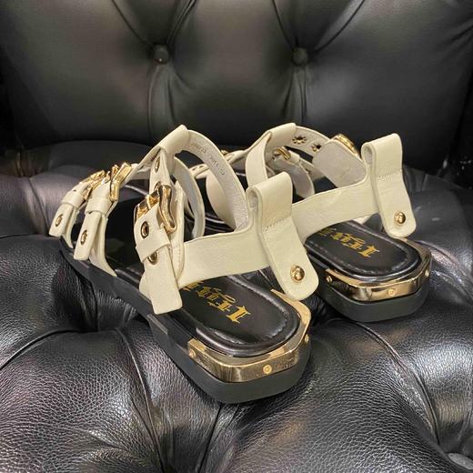 lfgj jeans BM003 夏季最新款真皮潮网红港风扣带凉鞋 商品图3