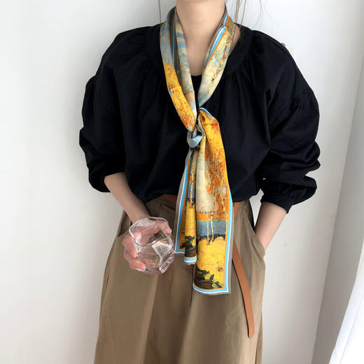100%桑蚕丝 油画系列 真丝SILK 长丝巾#PA2173 商品图1