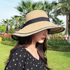 草帽女夏季户外出游海边防晒遮阳草帽蝴蝶结折叠沙滩韩版大沿帽子 商品缩略图2