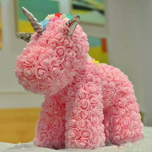 《独角兽》PE仿真花独角兽粉色带灯款 商品图2
