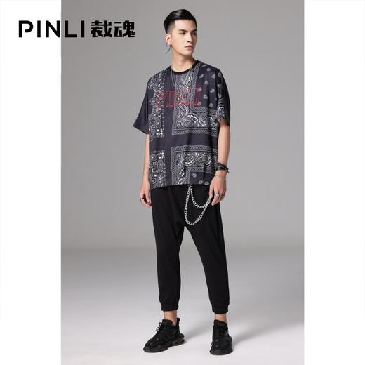 PINLI品立裁魂夏季新款男装黑色吊档小脚休闲长裤BC212617365 商品图4