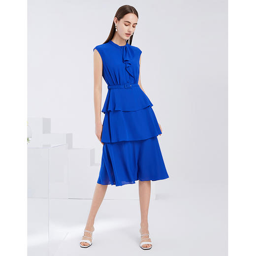 EITIE爱特爱夏季新款洋气时尚气质领结包肩袖收腰蛋糕连衣裙6207969 商品图1