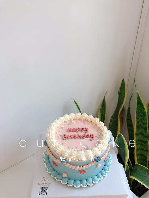 粉蓝简约复古蛋糕-低糖处理无添加 商品图1