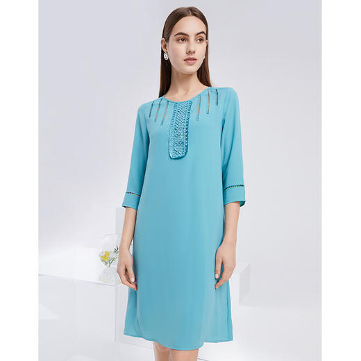 EITIE爱特爱夏季新款时尚气质通勤宽松显瘦A版中袖连衣裙 商品图1