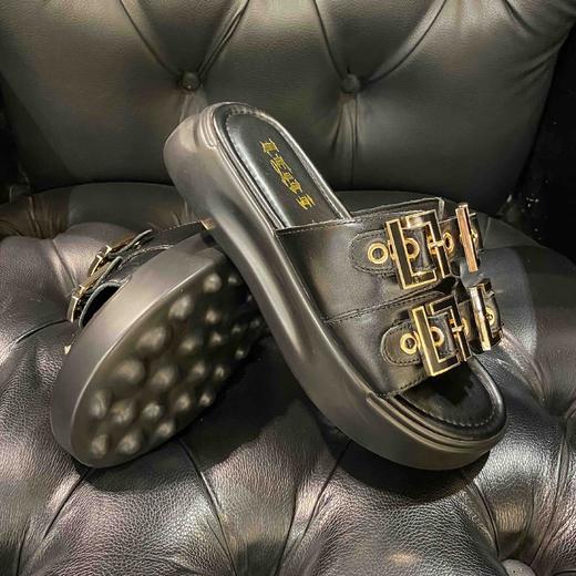 lfgj jeans BM004 厚底拖鞋夏季新款增高懒人外穿脚胖脚宽一字拖松糕防滑凉拖鞋 商品图10