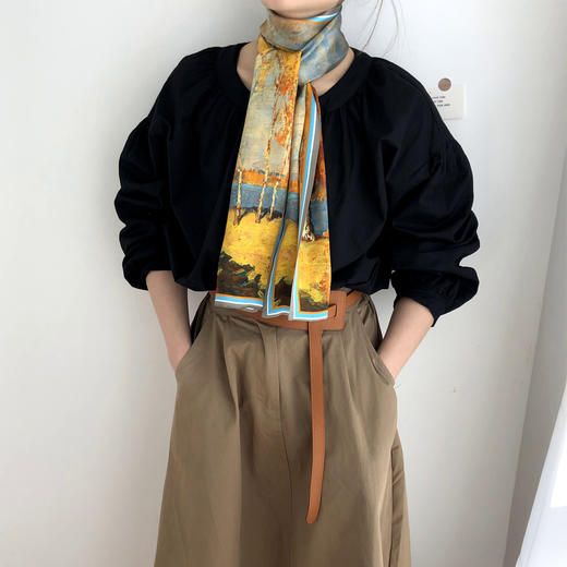 100%桑蚕丝 油画系列 真丝SILK 长丝巾#PA2173 商品图3
