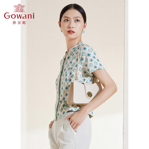 乔万尼夏季新款真丝衬衫V领设计短款衬衣EI2C809 商品图2