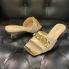 lfgj jeans BK204 夏季新款细跟中跟拖鞋韩版百搭高跟女鞋金属链方头凉拖 商品缩略图2
