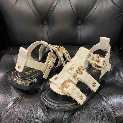 lfgj jeans BM003 夏季最新款真皮潮网红港风扣带凉鞋 商品图2