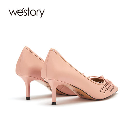 westory女鞋2021夏季新款真皮浅口尖头高跟鞋细跟透气W21AH53581 商品图2