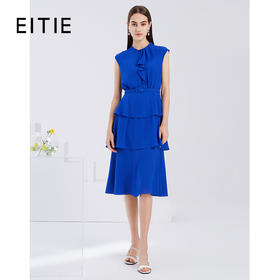 EITIE爱特爱夏季新款洋气时尚气质领结包肩袖收腰蛋糕连衣裙6207969
