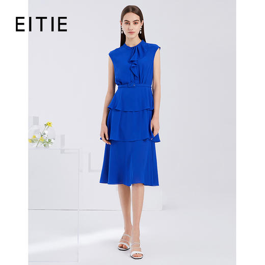 EITIE爱特爱夏季新款洋气时尚气质领结包肩袖收腰蛋糕连衣裙6207969 商品图0